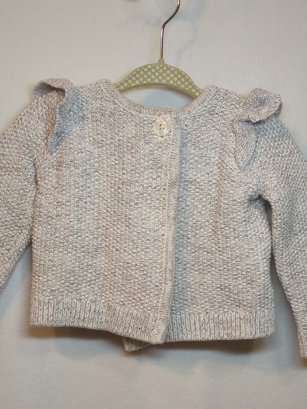 GAP Girls Knit Ruffle Shoulder Cardigan - Light Beige